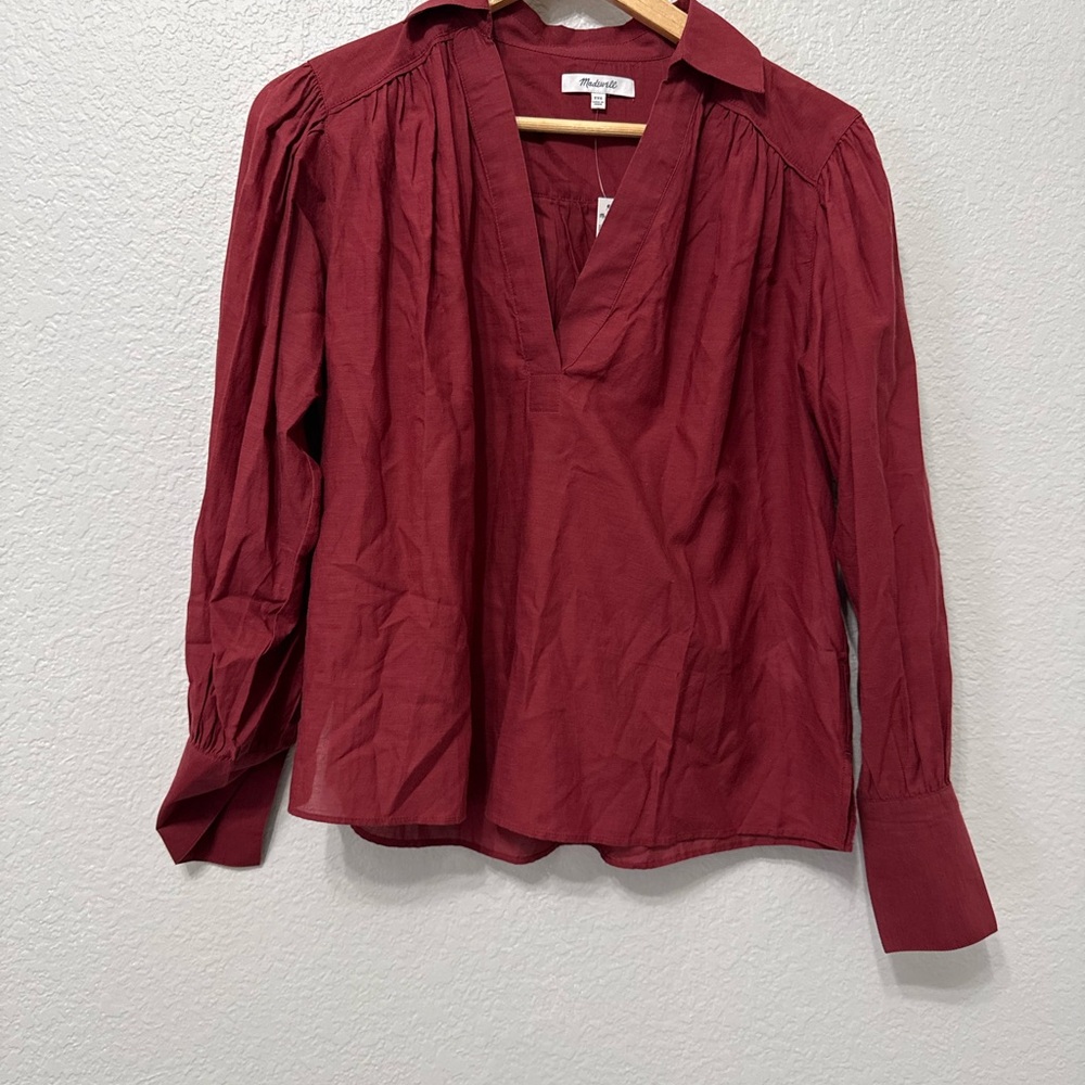 Madewell V-Neck Long Sleeve Blouse